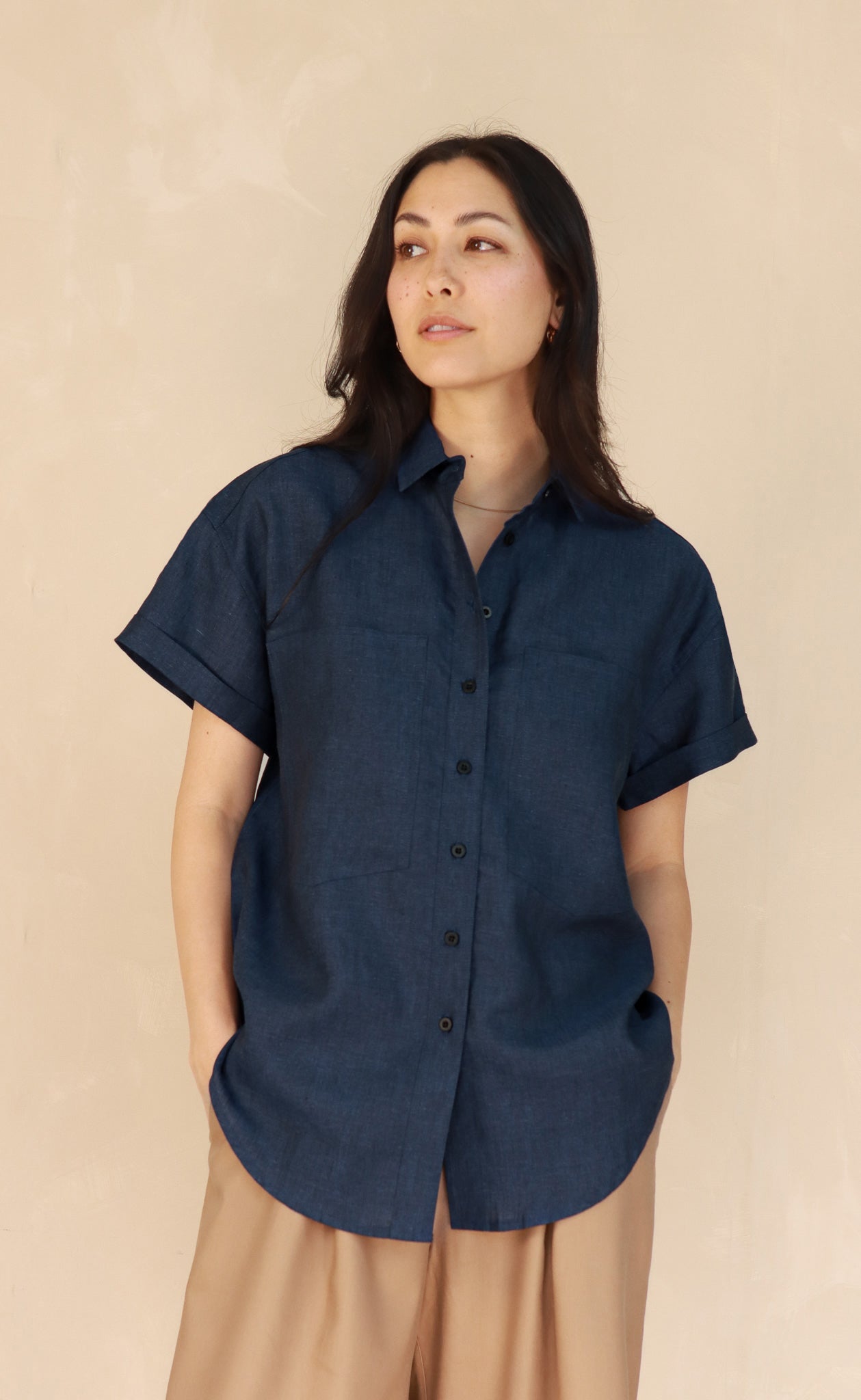 The Friend - Oversized Fit Women's Linen Button-Up shirt Power Of My People The Friend - Oversized Fit Women's Linen Button-Up shirt Power Of My People