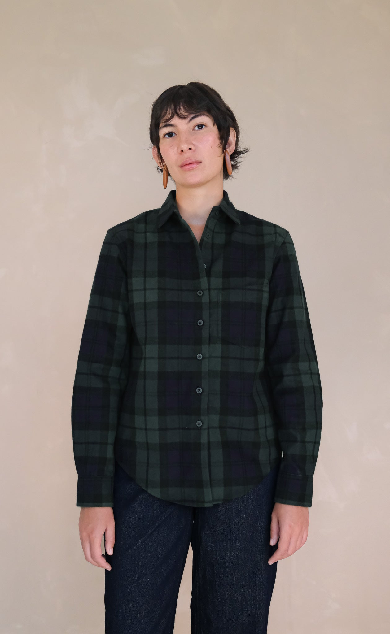 The Voyager - Proper Fit - Blue & Green Plaid Heavy Flannel