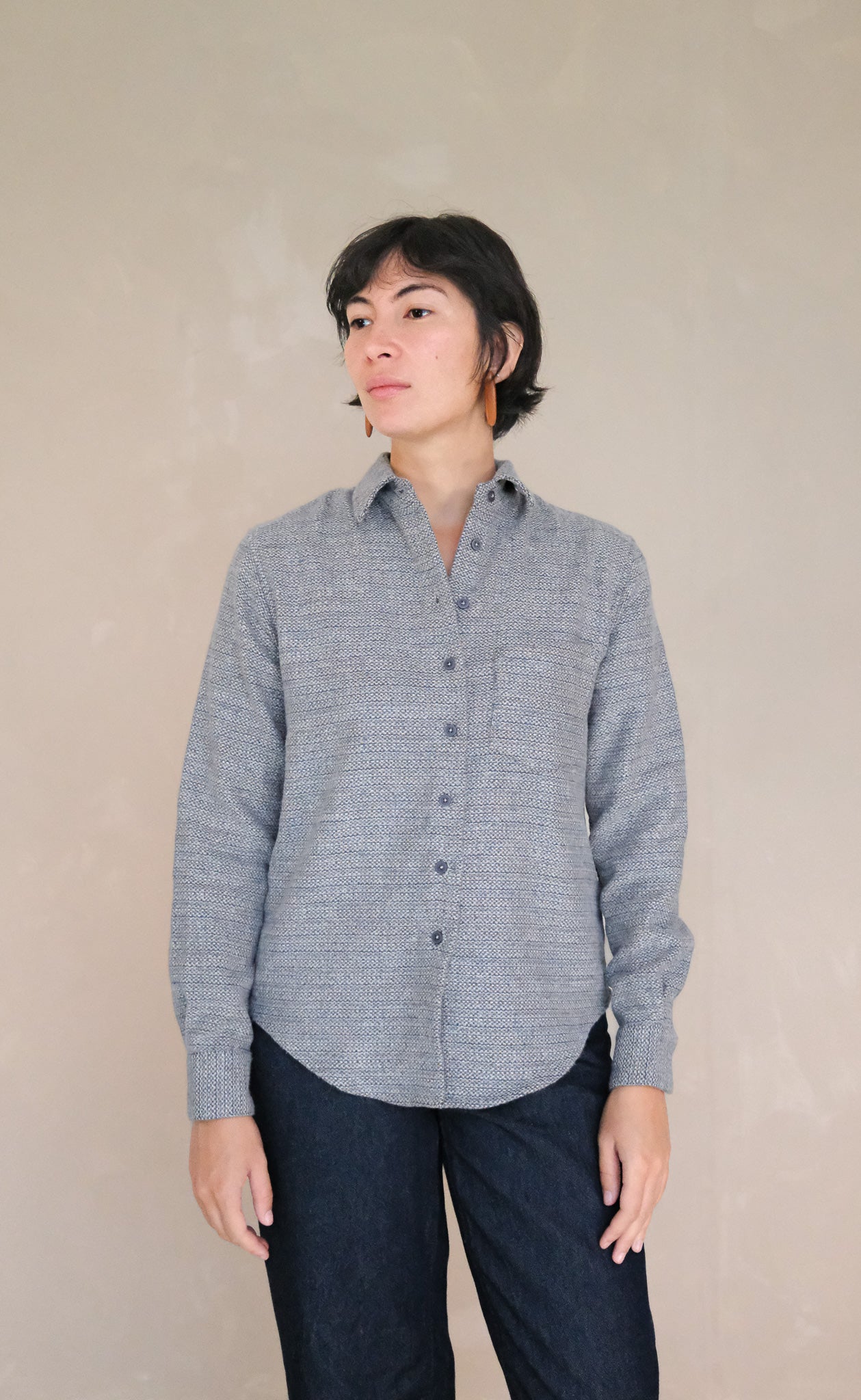 The Gatheress - Proper Fit - Blue & White Melange Flannel