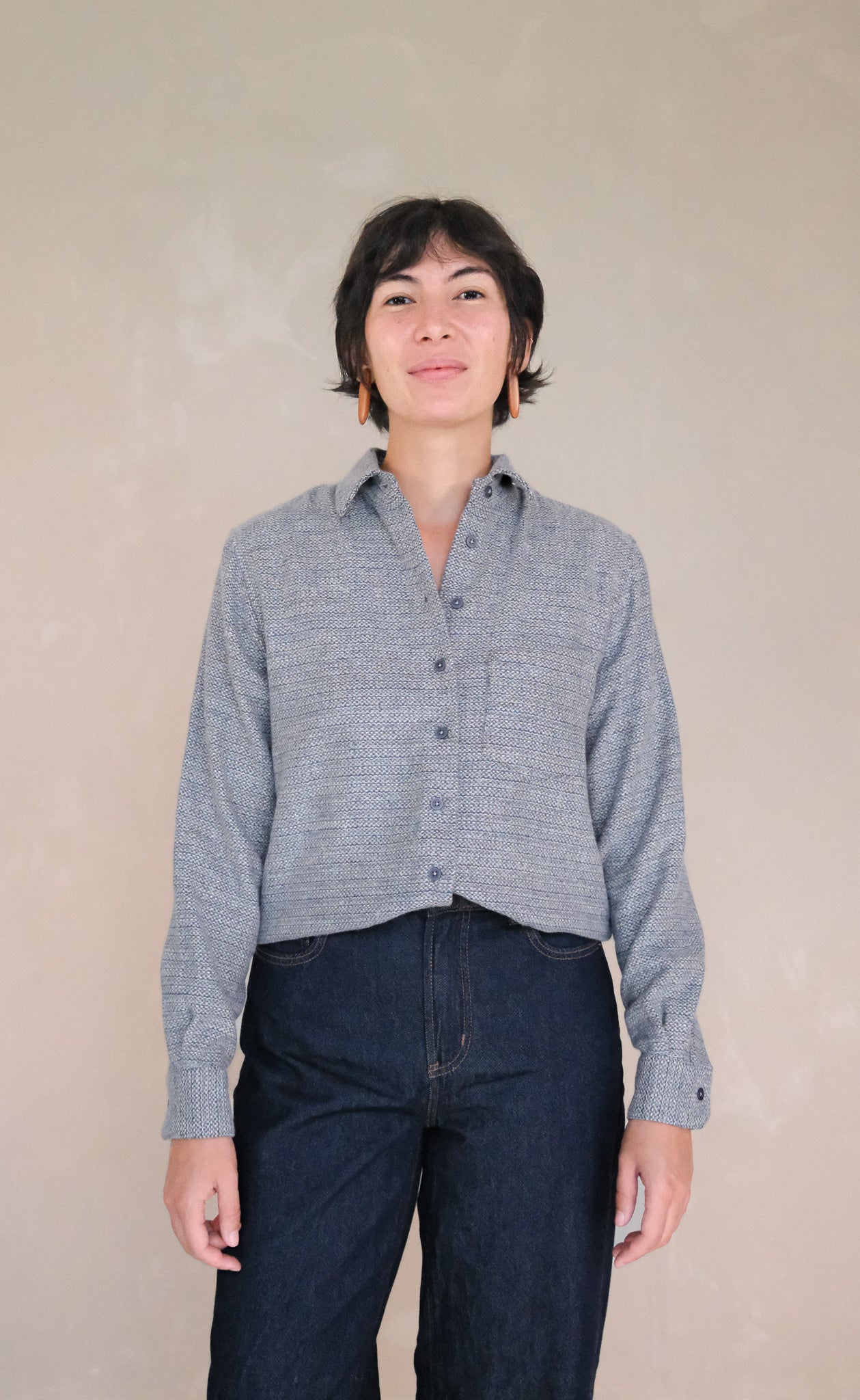 The Gatheress - Proper Fit - Blue & White Melange Flannel