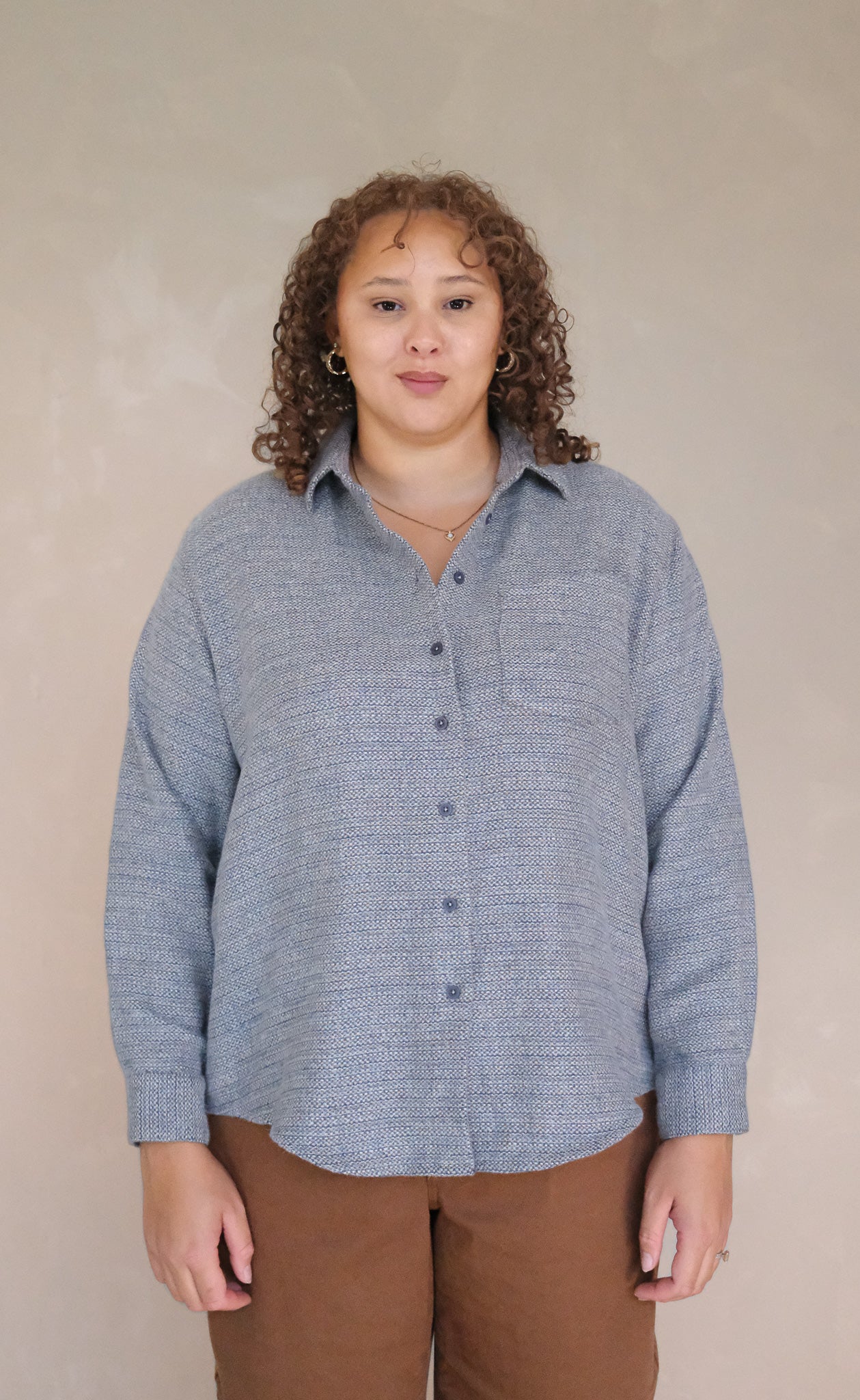 The Gatheress - Proper Fit - Blue & White Melange Flannel