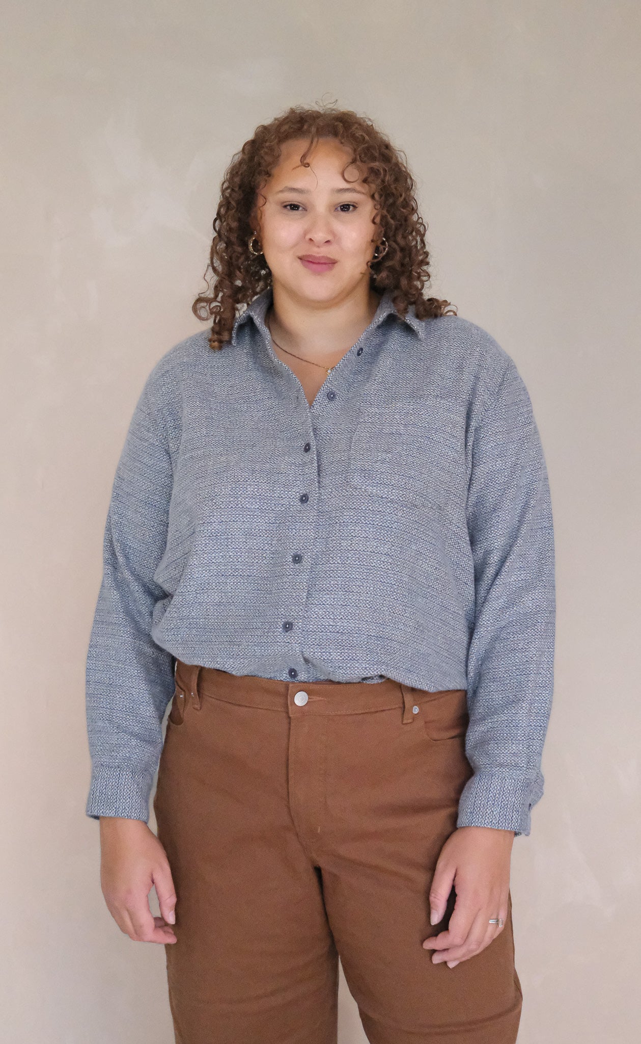 The Gatheress - Proper Fit - Blue & White Melange Flannel