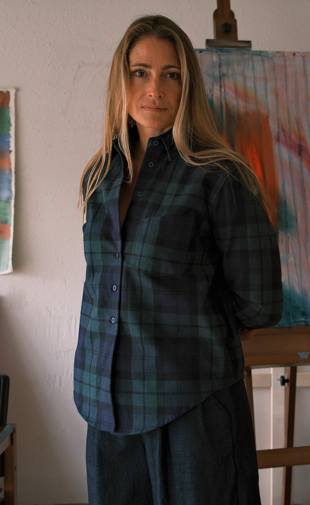 The Voyager - Proper Fit - Blue & Green Plaid Heavy Flannel