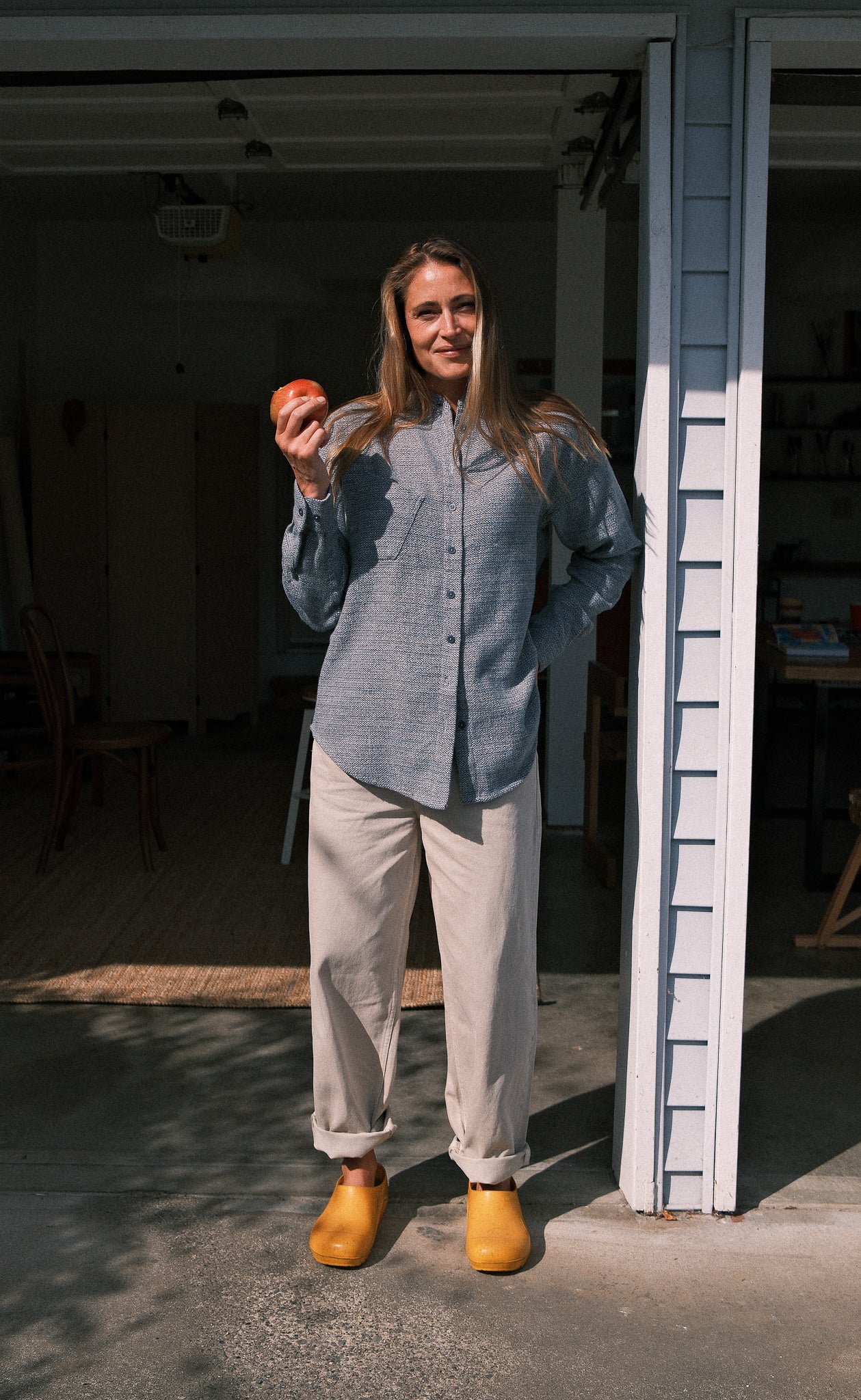 The Gatheress - Wayward Fit Tunic - Blue & White Melange Flannel