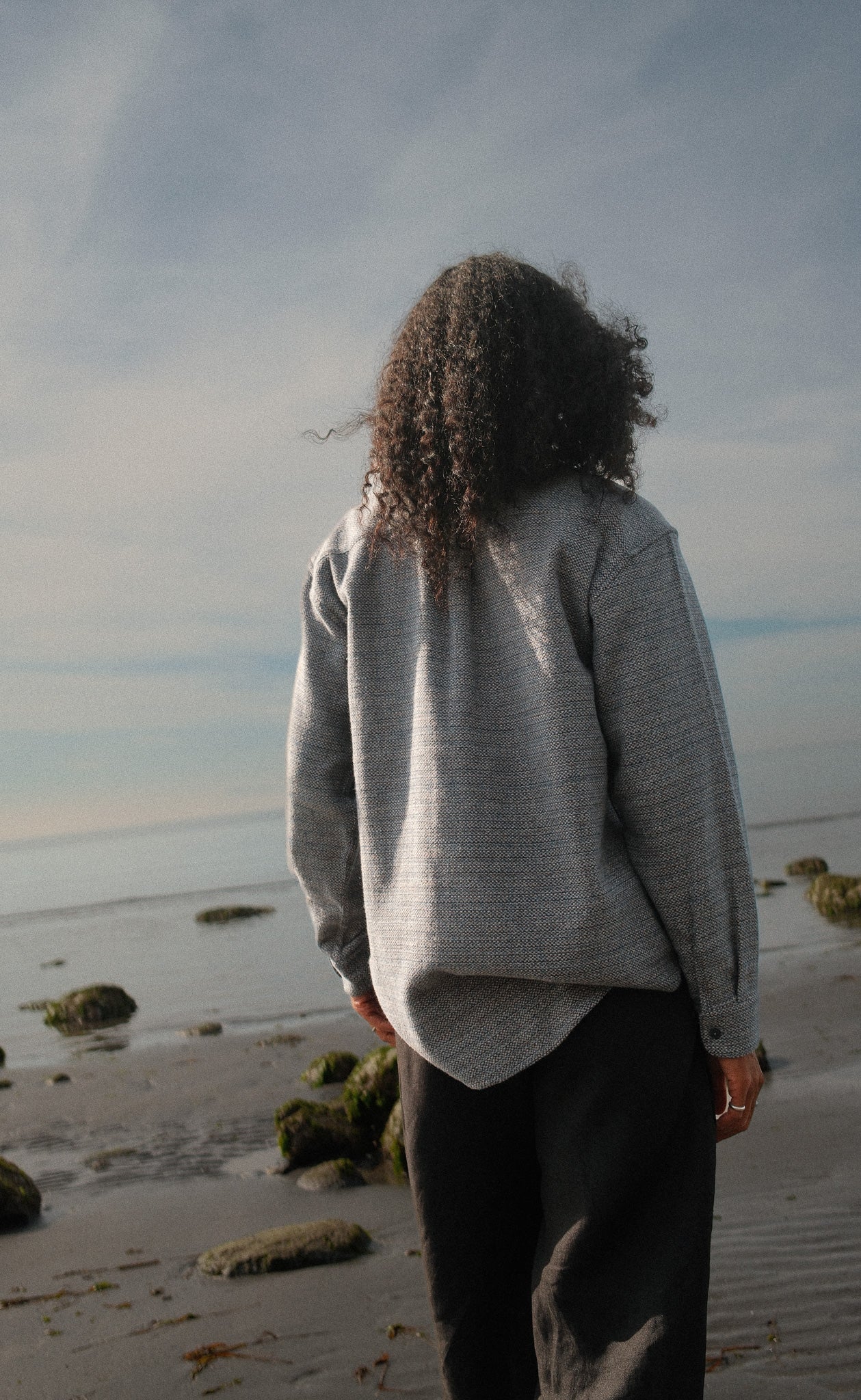 The Gatheress - Wayward Fit Tunic - Blue & White Melange Flannel