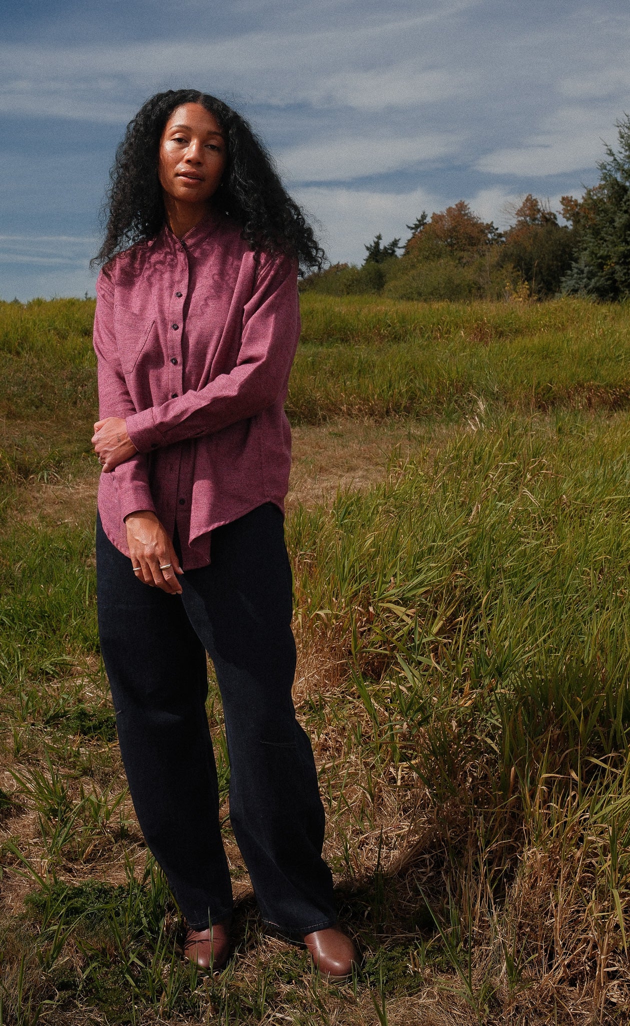 The Observer - Wayward Fit Tunic - Mulberry Melange Flannel