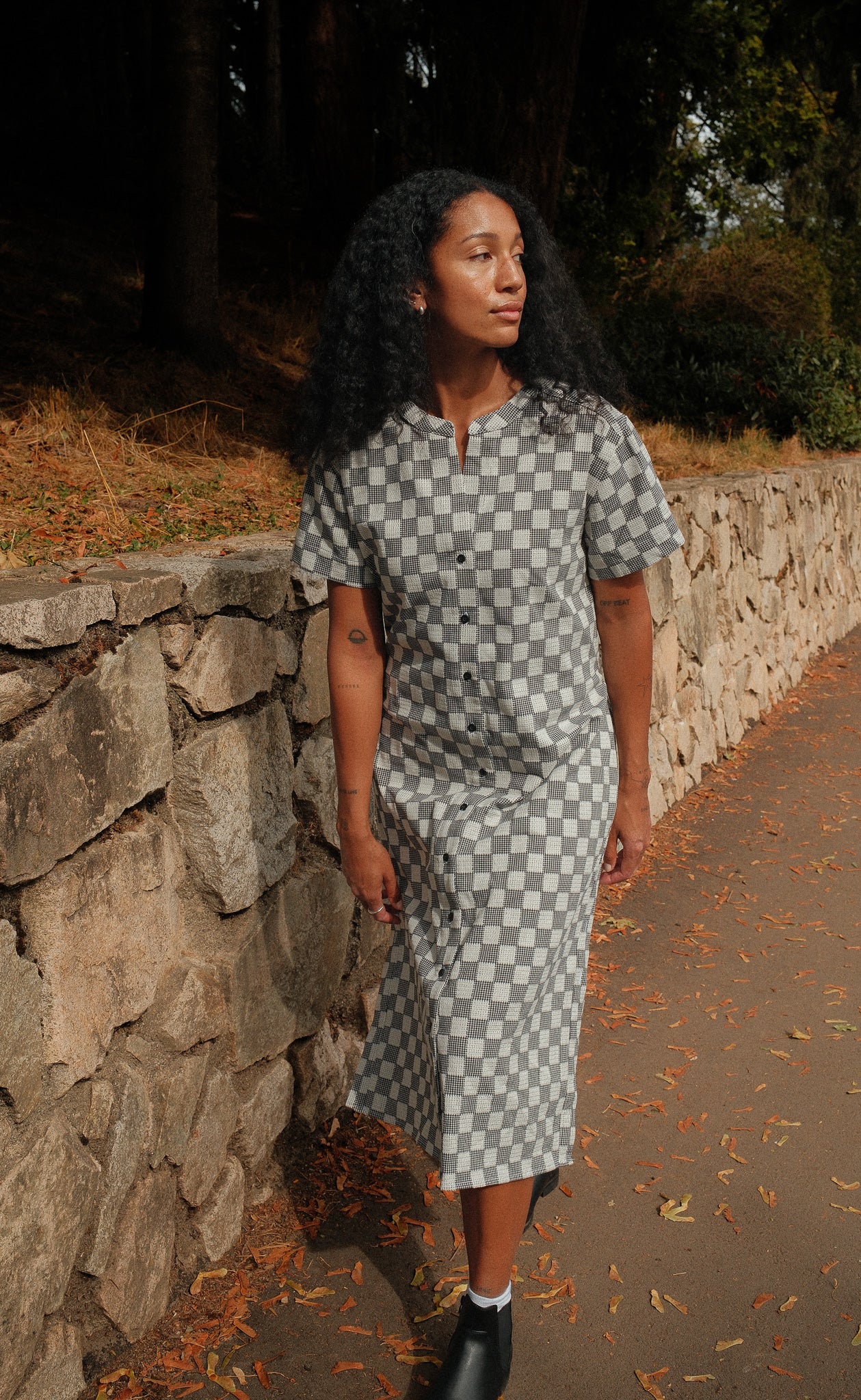 The Curator - Shift Dress - Black & White Squares