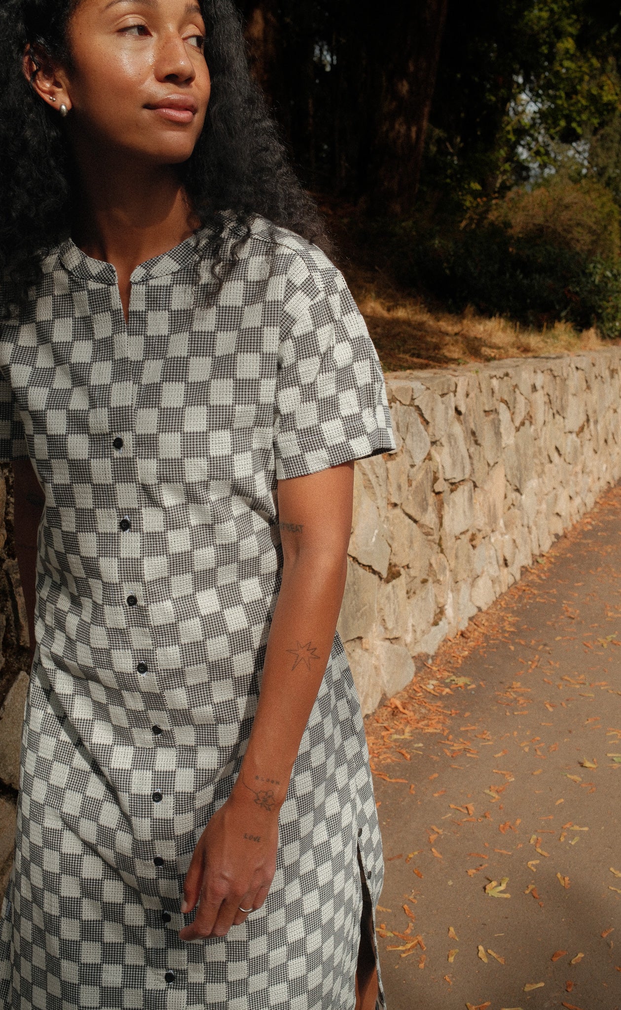 The Curator - Shift Dress - Black & White Squares
