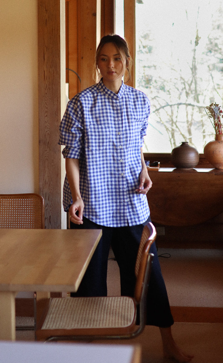 cobalt dress shirt Soie Cobalt Blue Oversized 100% Silk Shirt camixa.com