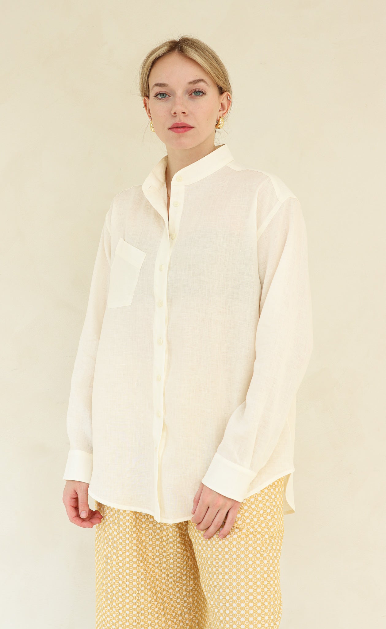 The Friend - Wayward Fit Tunic - Cream 100% Linen