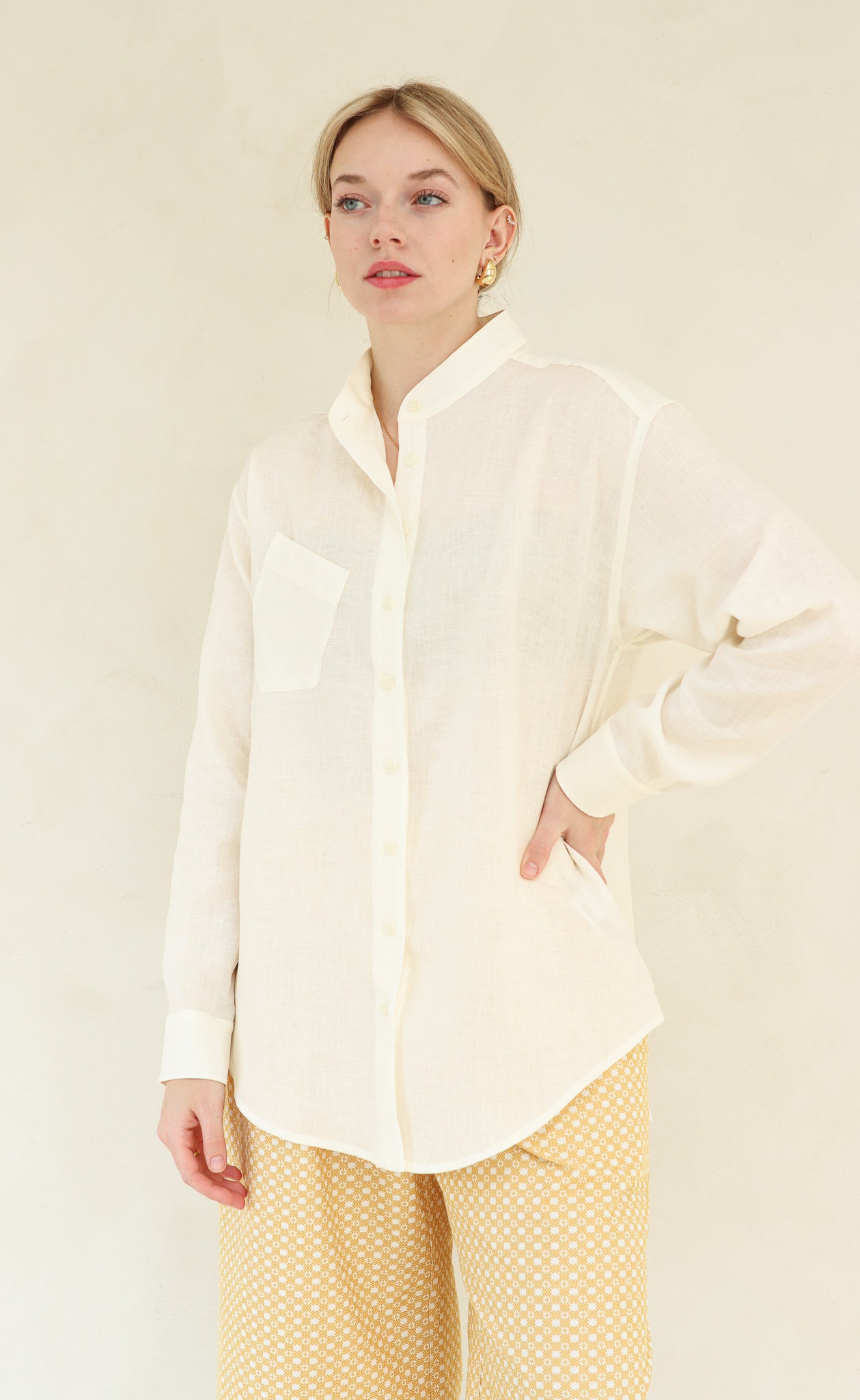 The Friend - Wayward Fit Tunic - Cream 100% Linen
