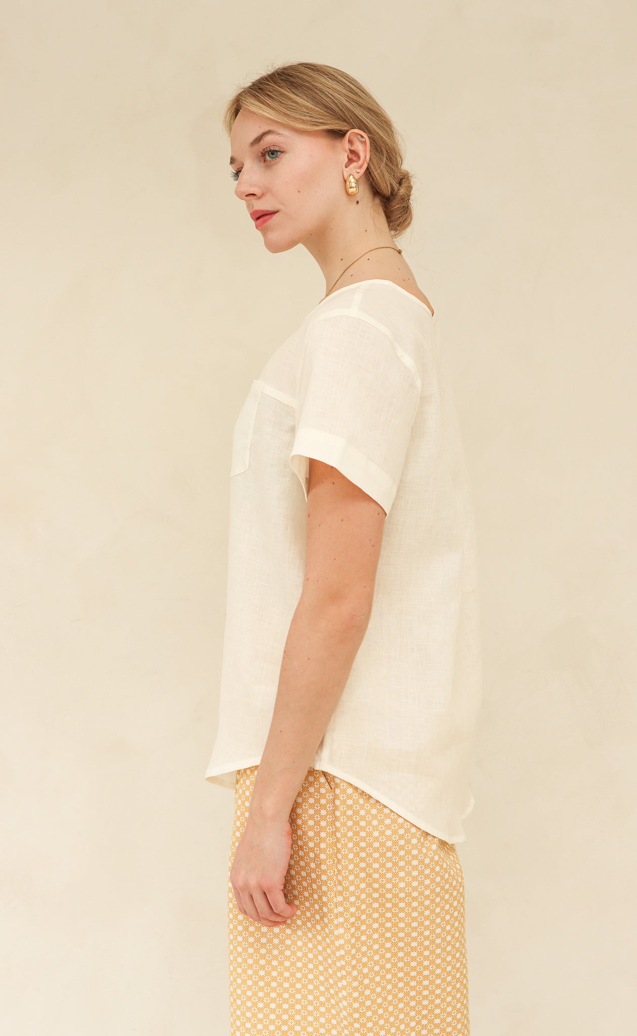The Friend - Woven Tee - Cream 100% Linen