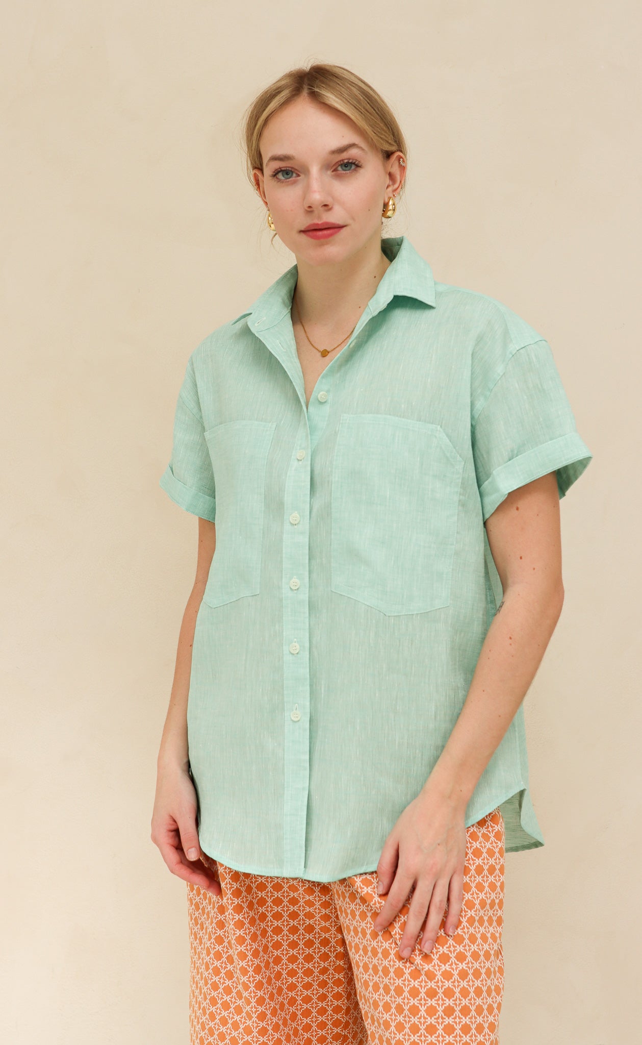 The Friend - Wayward Fit - Sea Mist 100% Linen