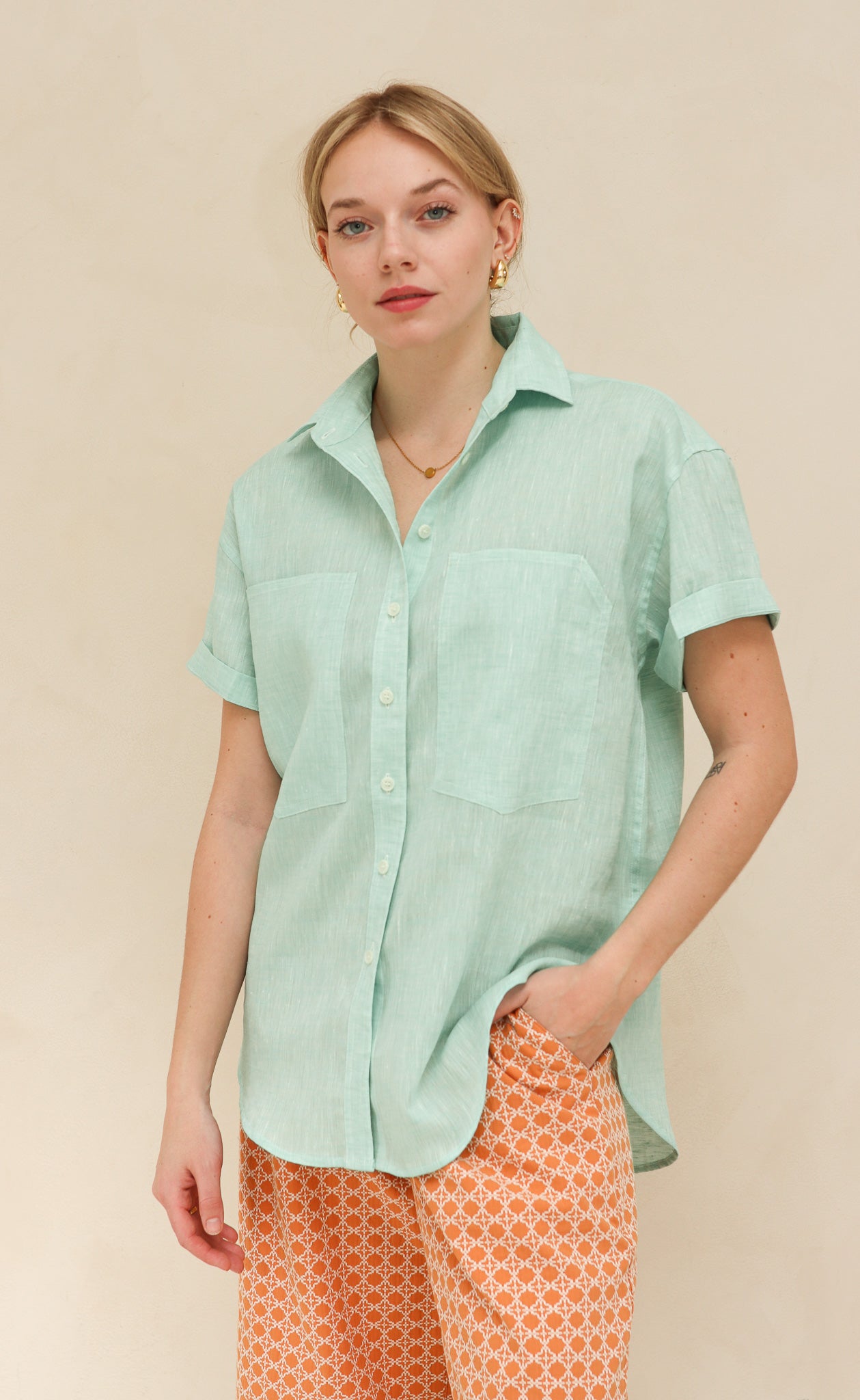 The Friend - Wayward Fit - Sea Mist 100% Linen