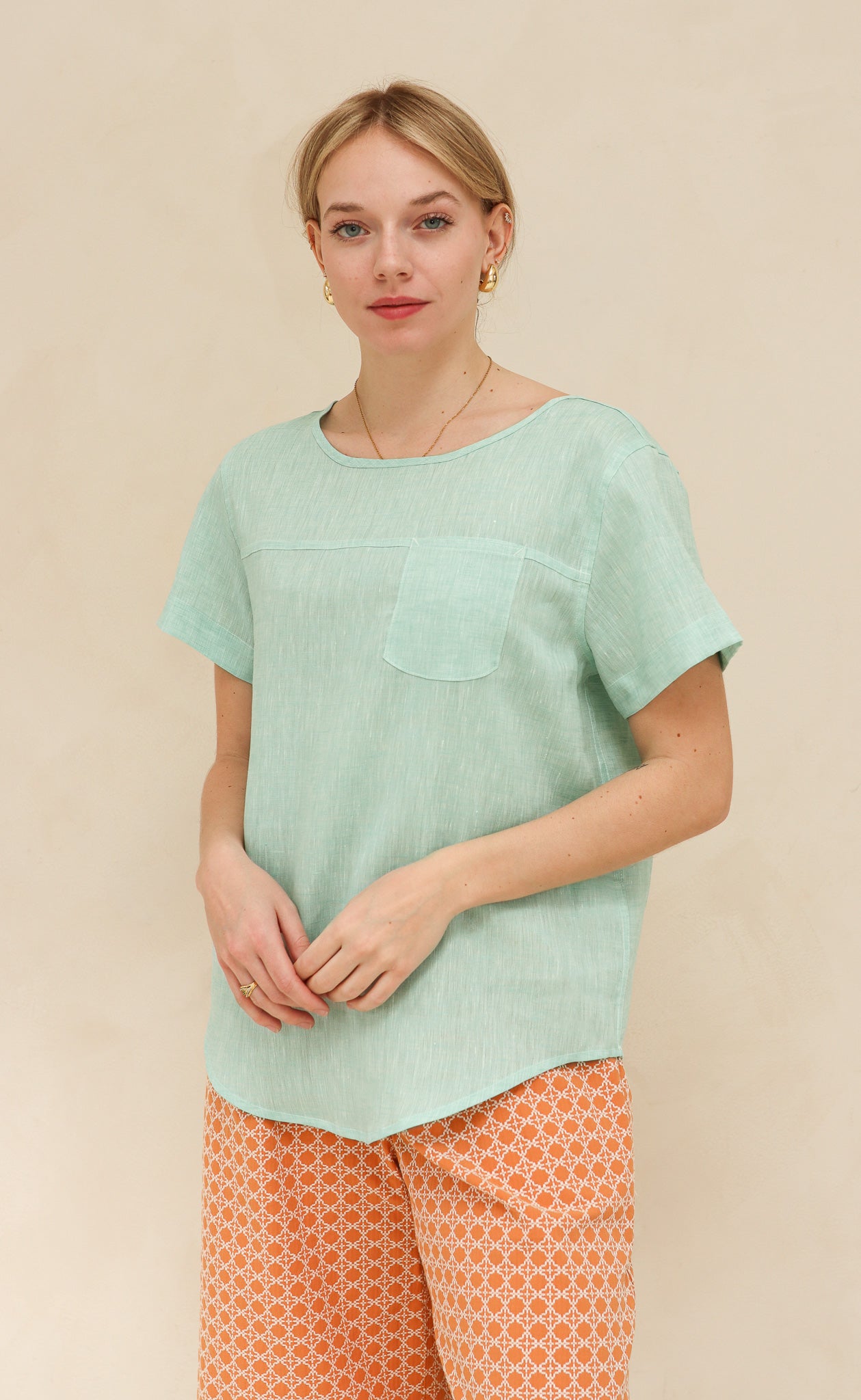 The Friend - Woven Tee - Sea Mist 100% Linen