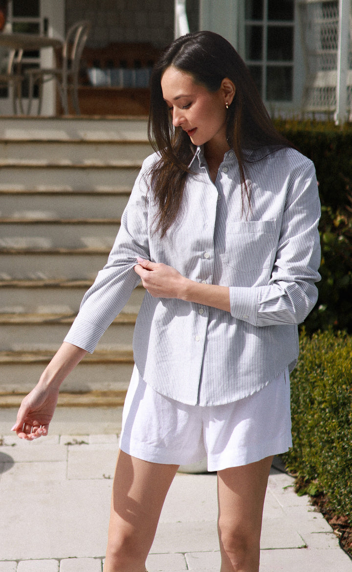 The Tailor - Women's Black & White Striped Button-Up Shirt Power Of My People The Tailor - Women's Black & White Striped Button-Up Shirt Power Of My People
