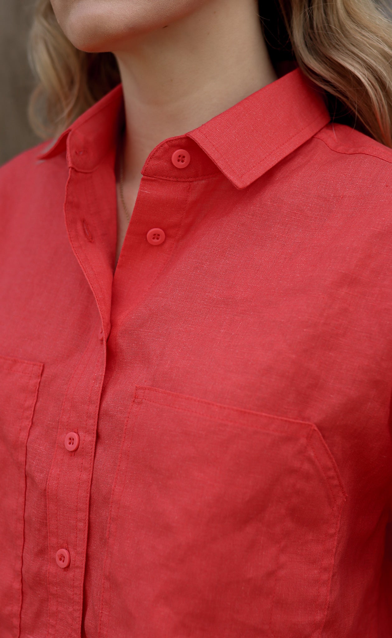 The Friend - Wayward Fit - Tomato Red 100% Linen