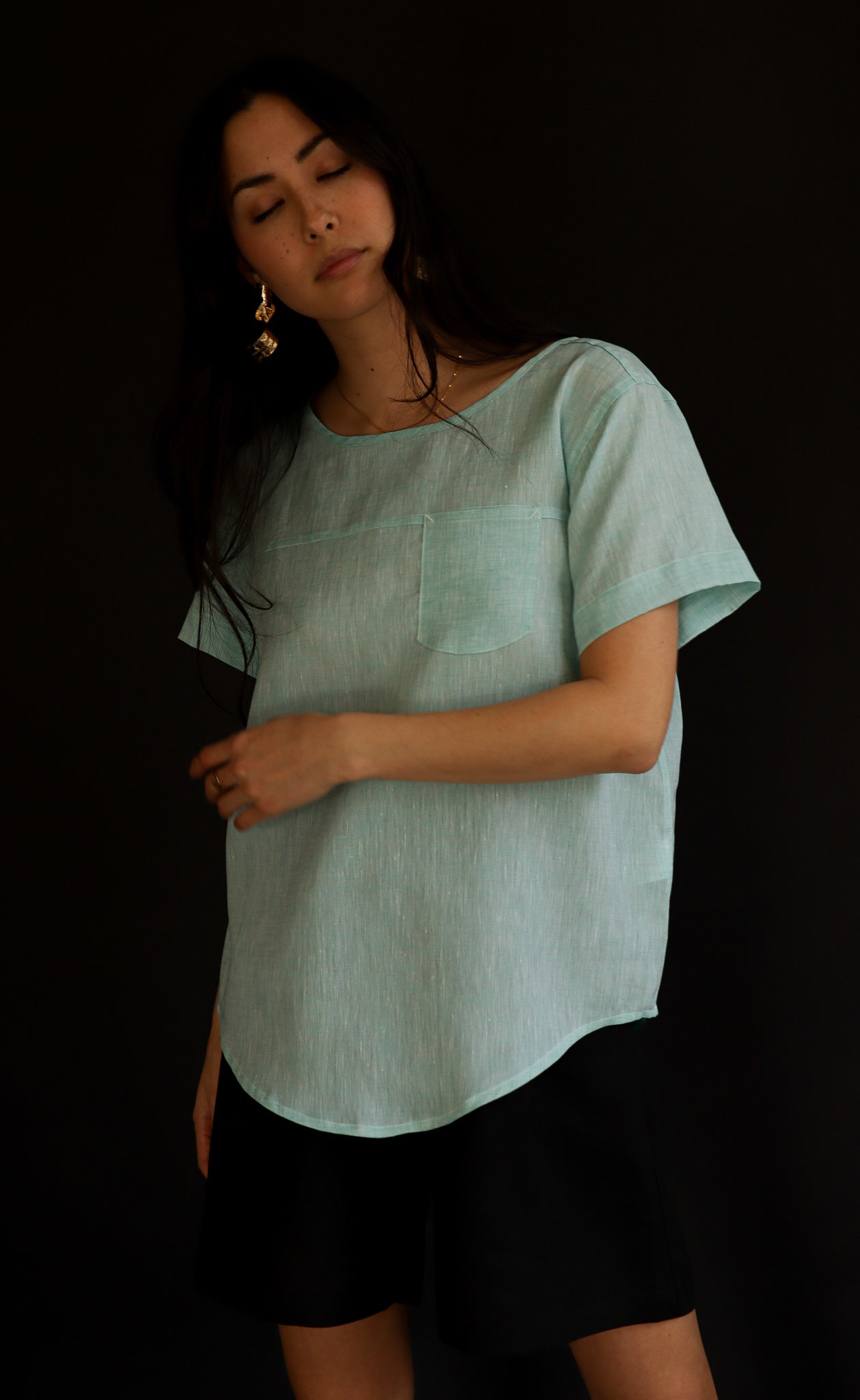 The Friend - Woven Tee - Sea Mist 100% Linen