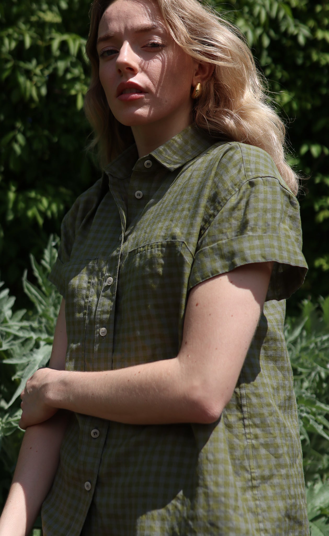 The Friend - Wayward Fit - Willow & Grey Check 100% Linen