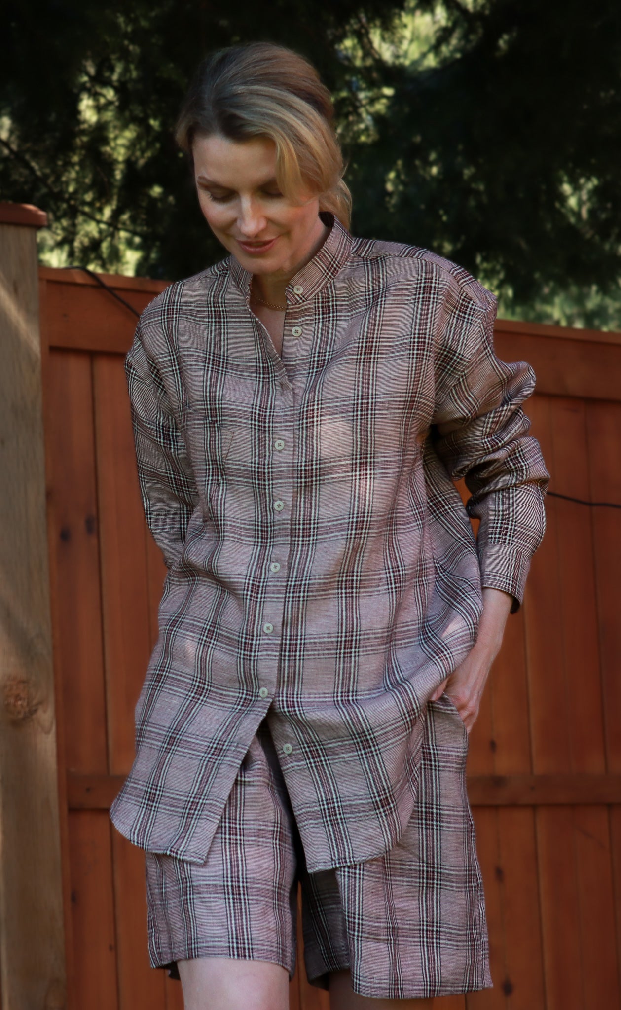 The Sommelière - Wayward Fit Tunic - Burgundy + Black Plaid