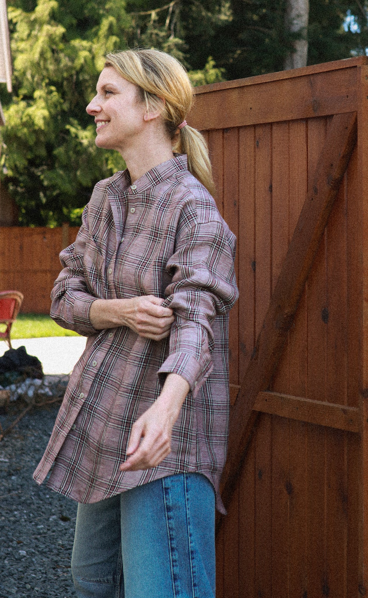 The Sommelière - Wayward Fit Tunic - Burgundy + Black Plaid