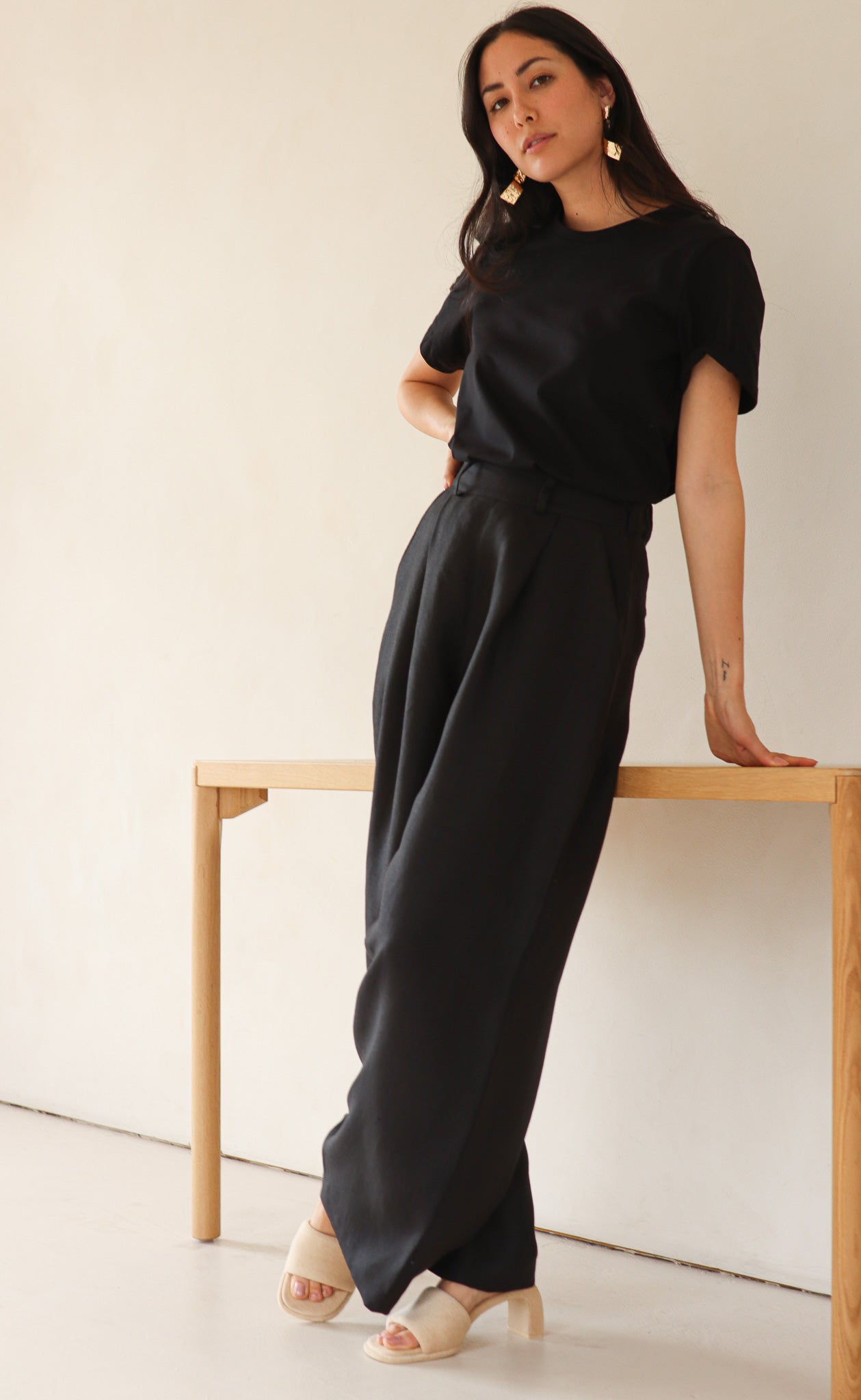 The Maximalist - Long Pants - Black Linen