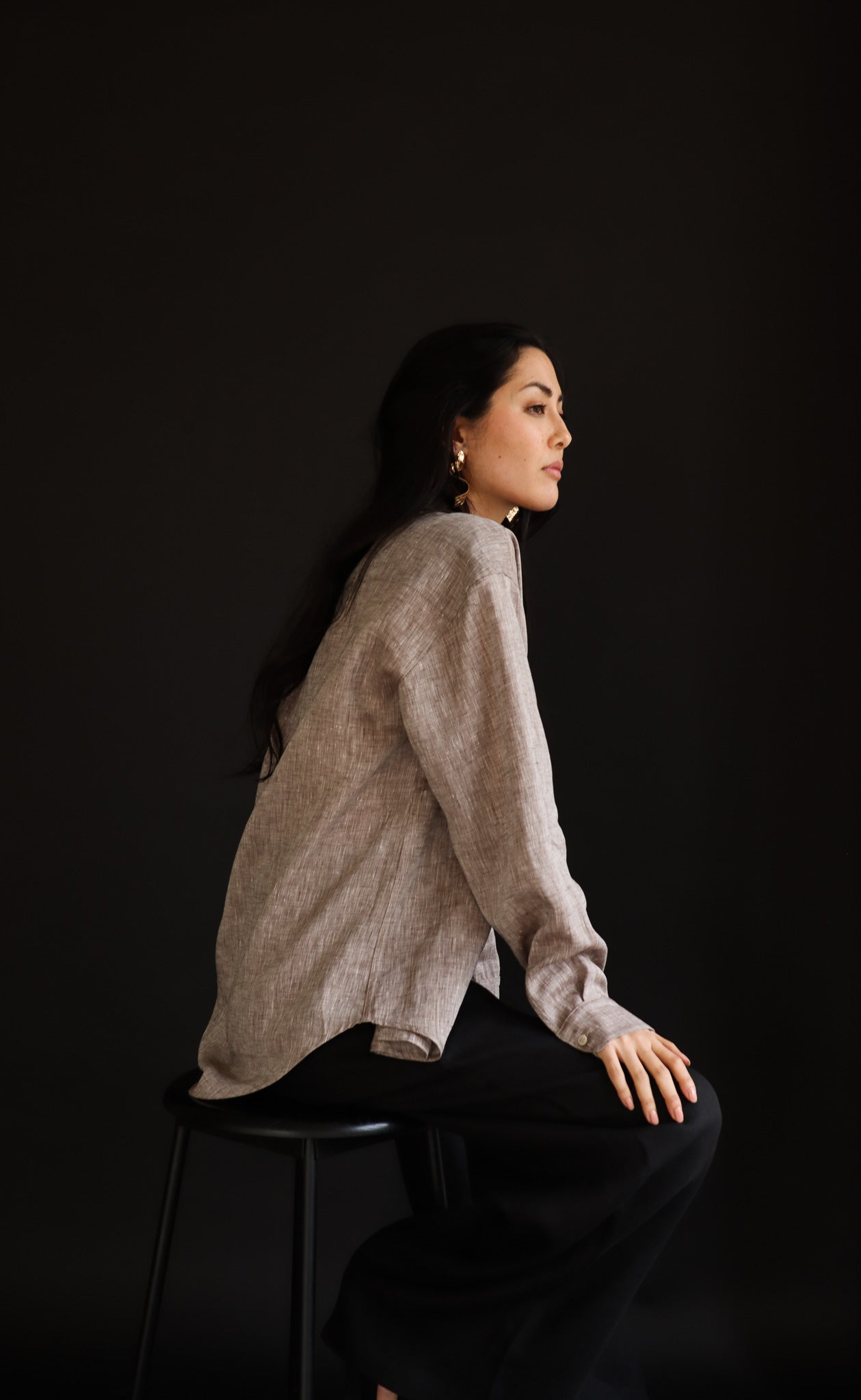 The Friend - Wayward Fit Tunic - Oak Brown 100% Linen