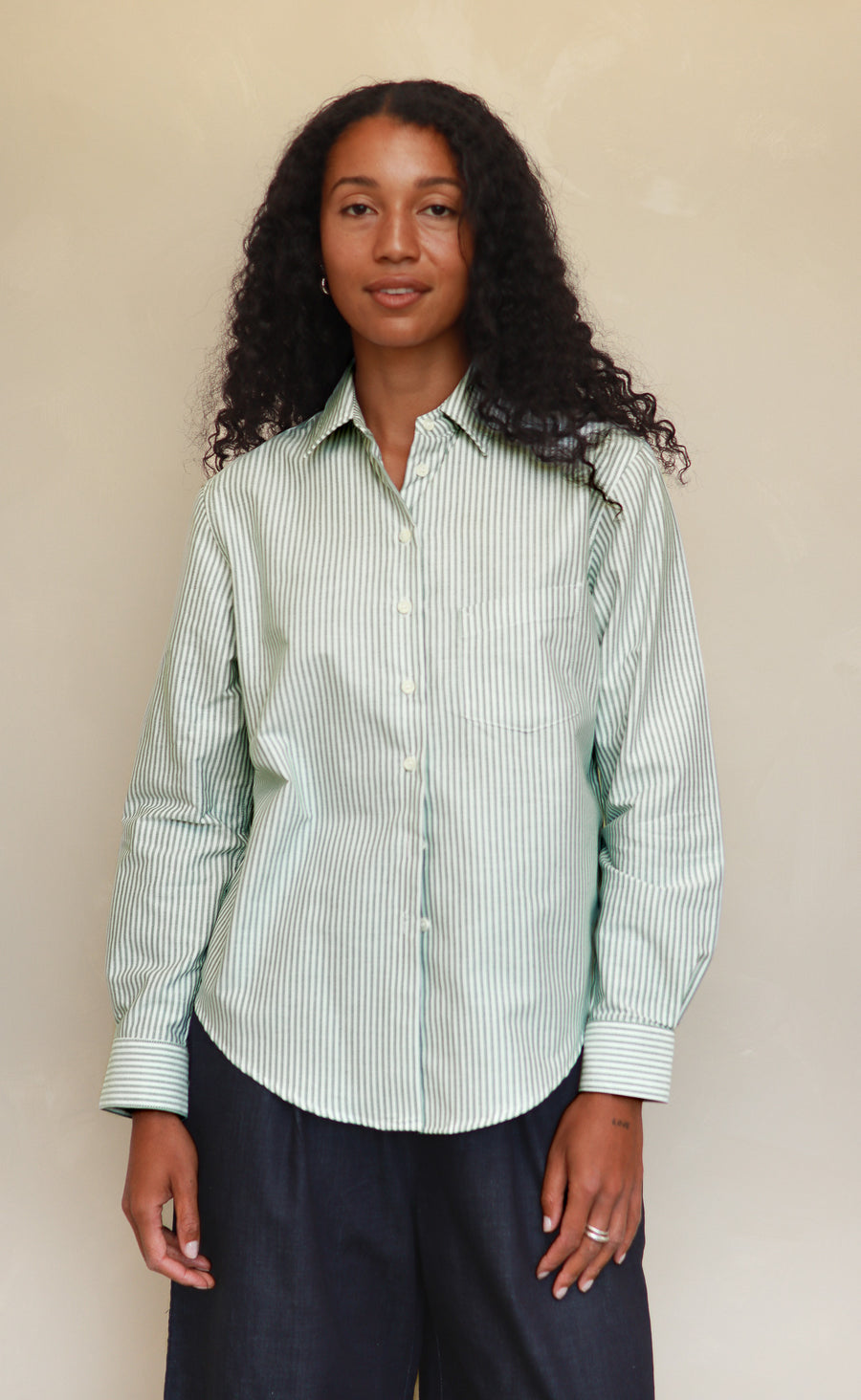 The Tailor - Proper Fit - Green & White Stripe