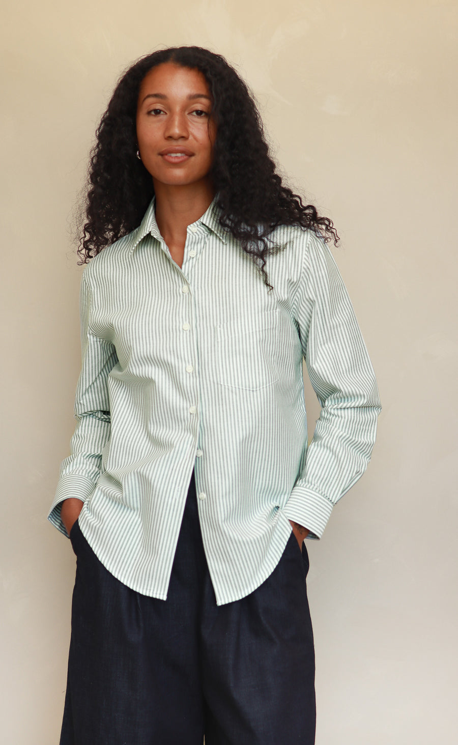 The Tailor - Proper Fit - Green & White Stripe