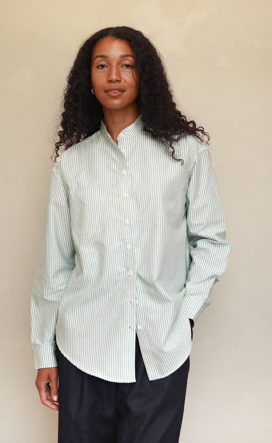 The Tailor - Wayward Fit Tunic - Green & White Stripe