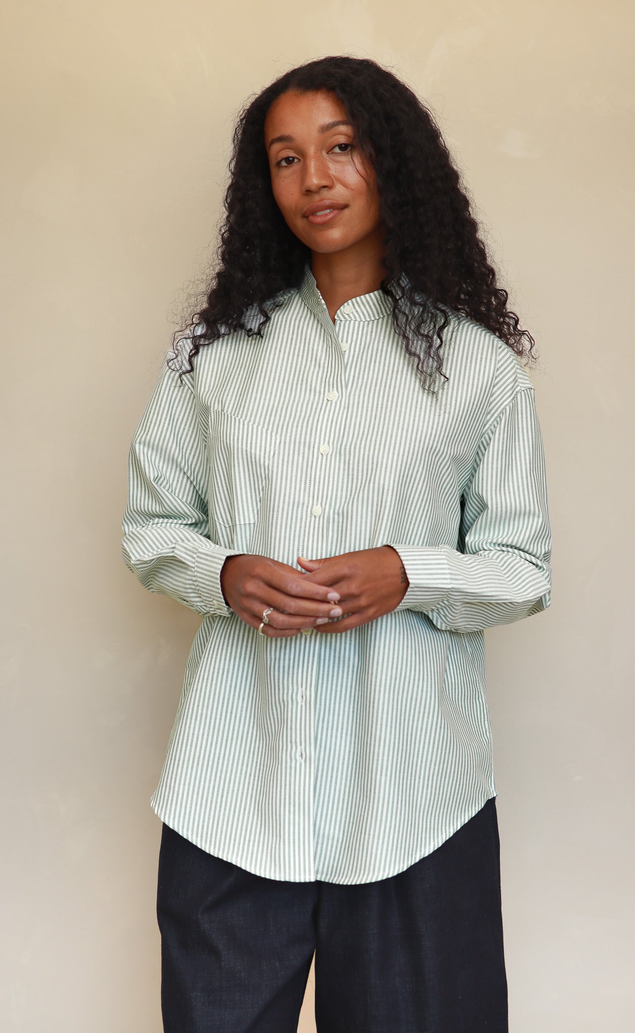 The Tailor - Wayward Fit Tunic - Green & White Stripe