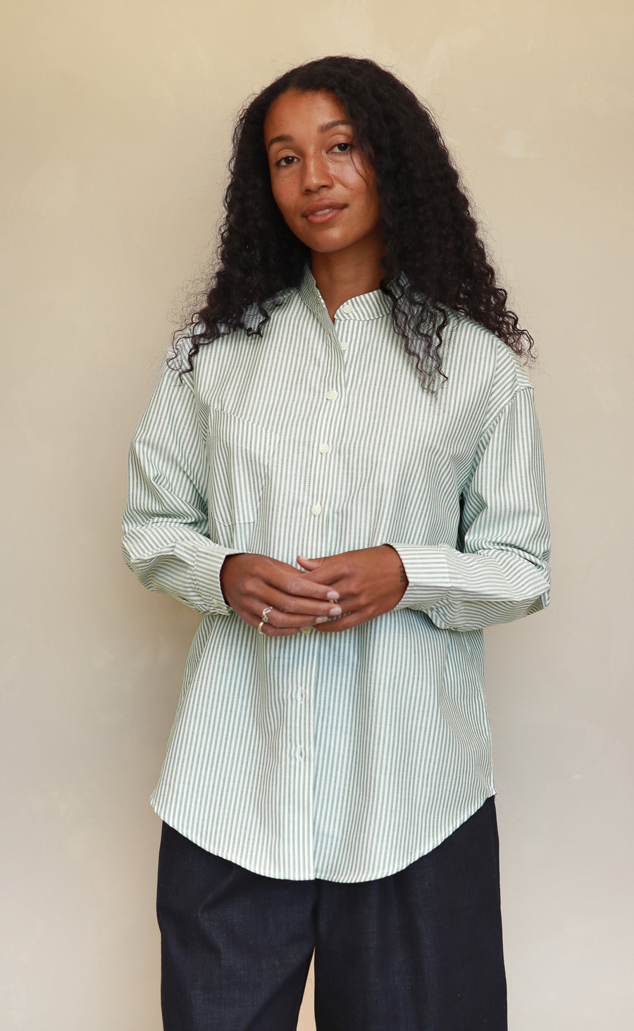 The Tailor - Wayward Fit Tunic - Green & White Stripe