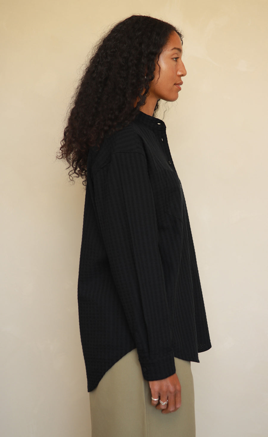 The Darling - Wayward Fit Tunic - Black Textured Crepe