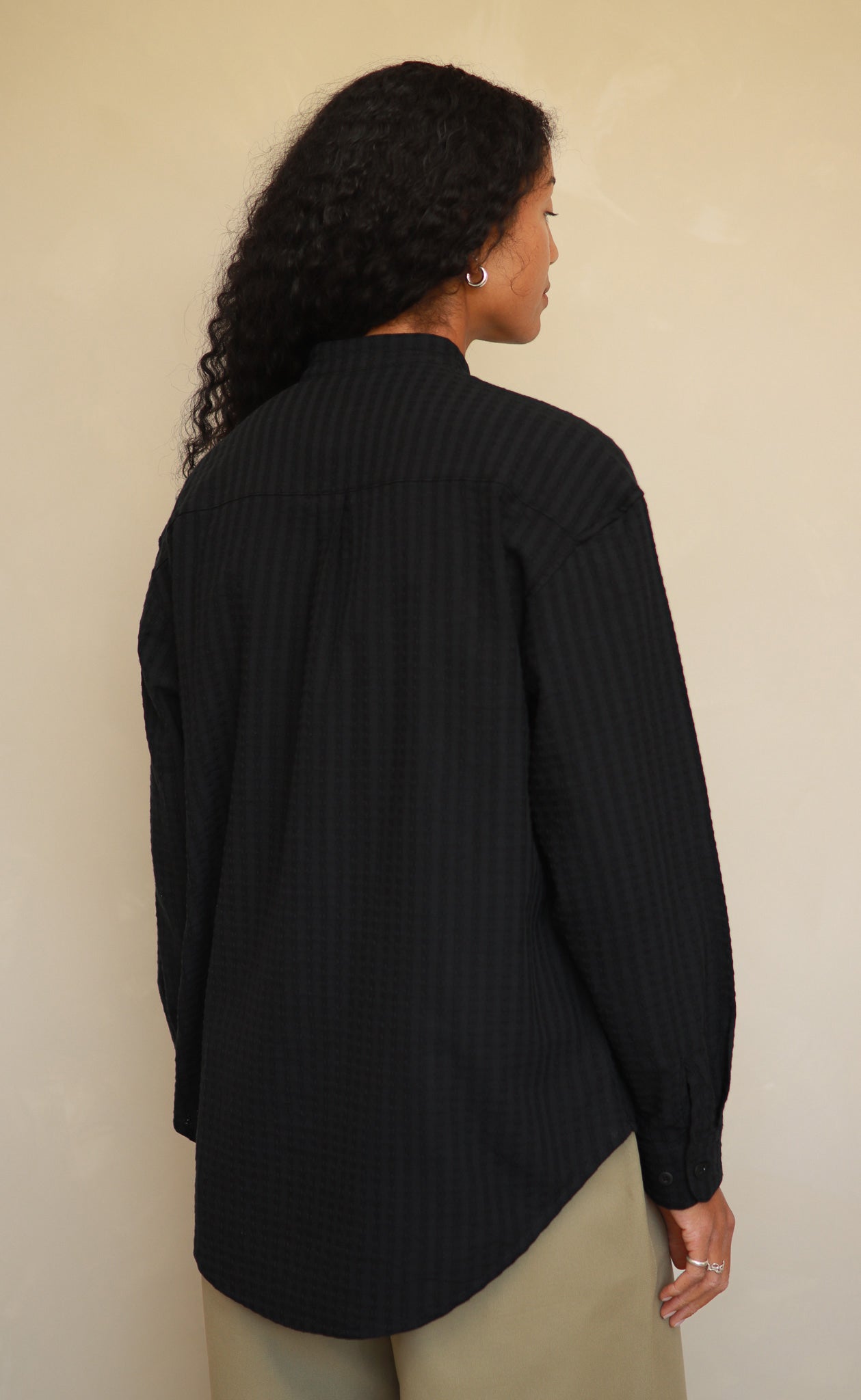 The Darling - Wayward Fit Tunic - Black Textured Crepe