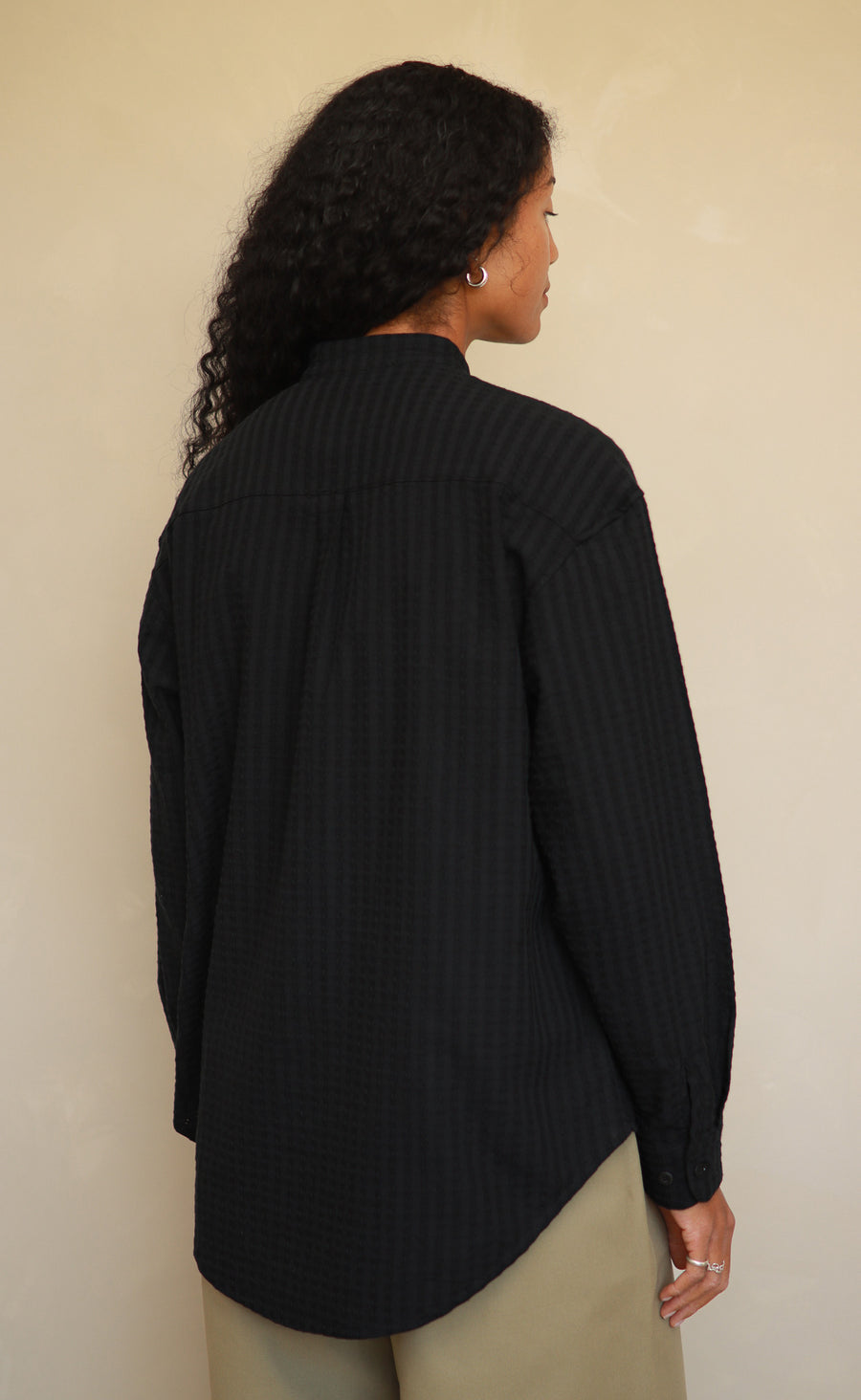 The Darling - Wayward Fit Tunic - Black Textured Crepe