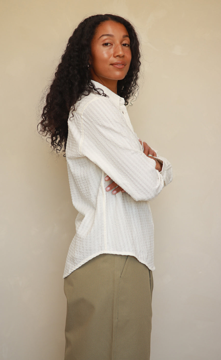 The Darling - Proper Fit - White Textured Crepe