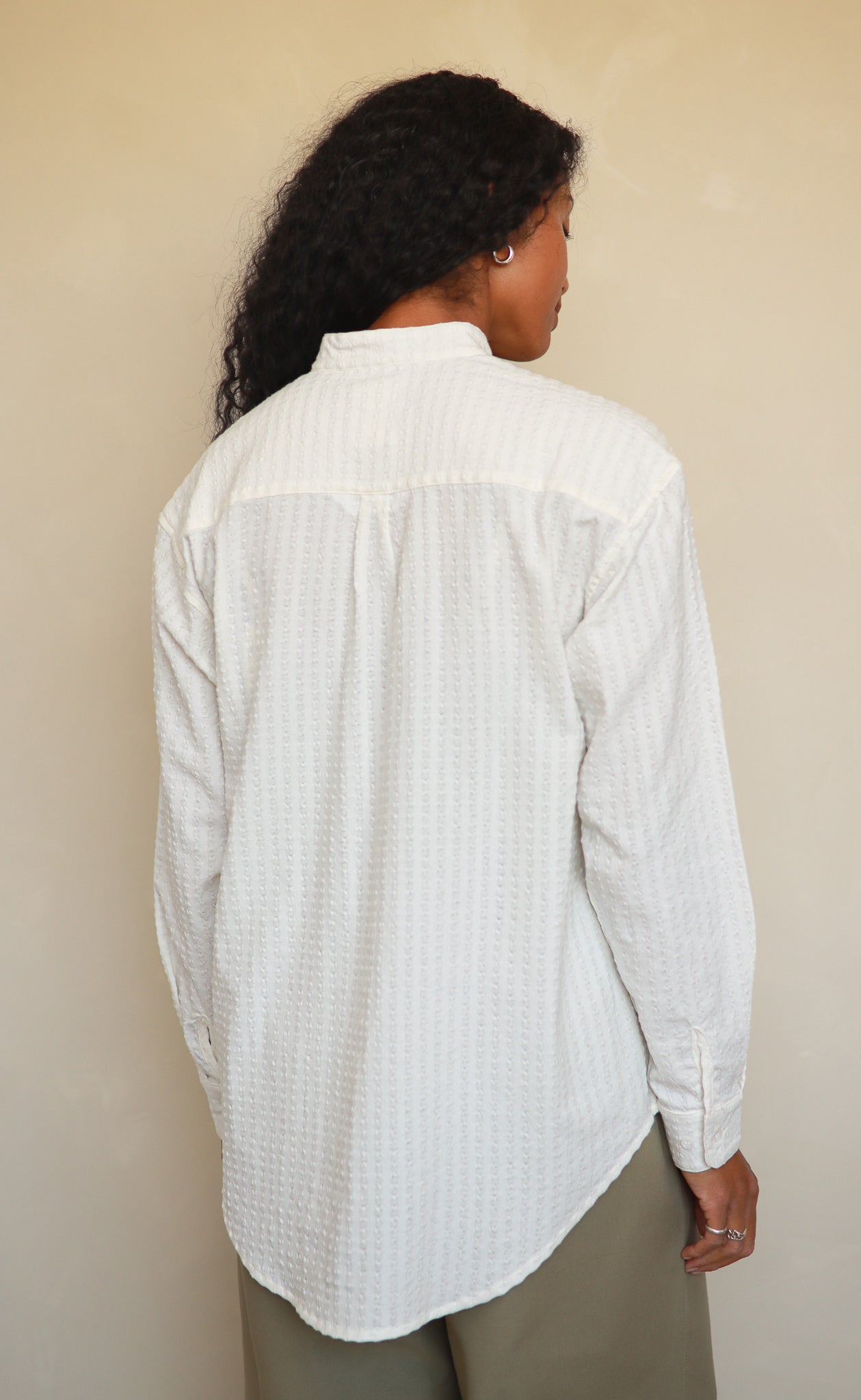 The Darling - Wayward Fit Tunic - White Textured Crepe