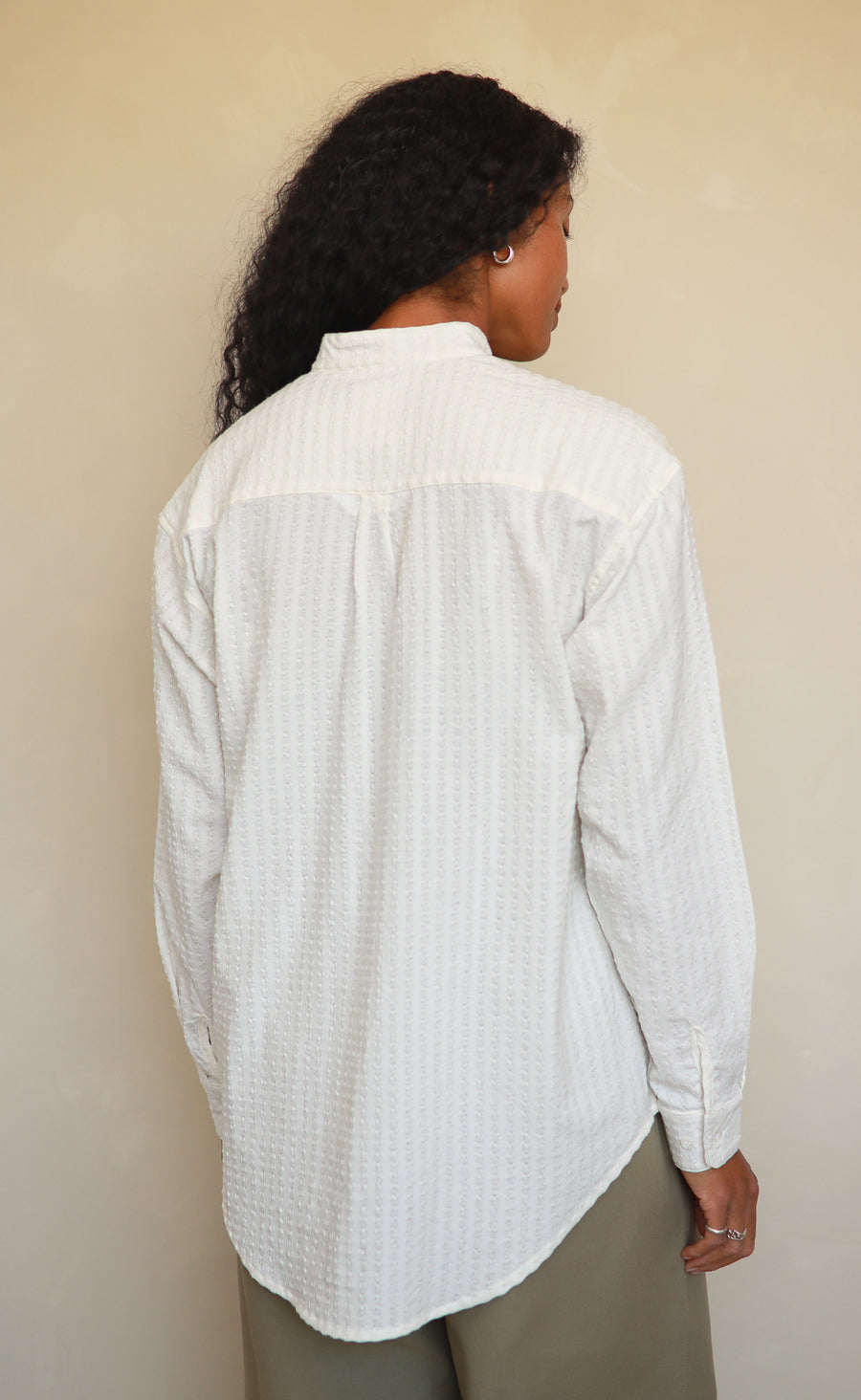 The Darling - Wayward Fit Tunic - White Textured Crepe