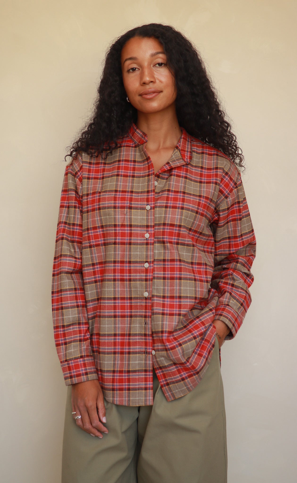 The Ember - Wayward Fit Tunic - Red + Beige Plaid