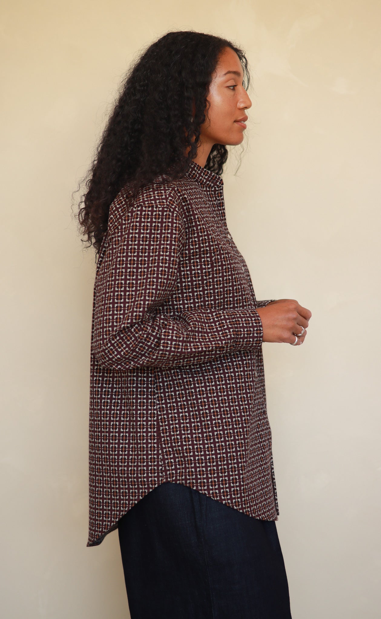 The Collector - Wayward Fit Tunic - Aubergine + Grey Jacquard