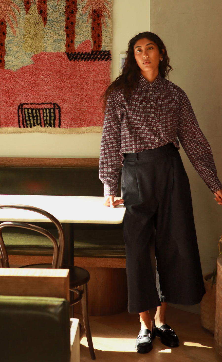 The Minimalist - Cropped Loose Pants - Charcoal Crepe