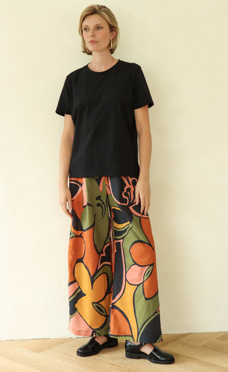 The Maximalist - Long Pants - Dark Floral Cotton Blend