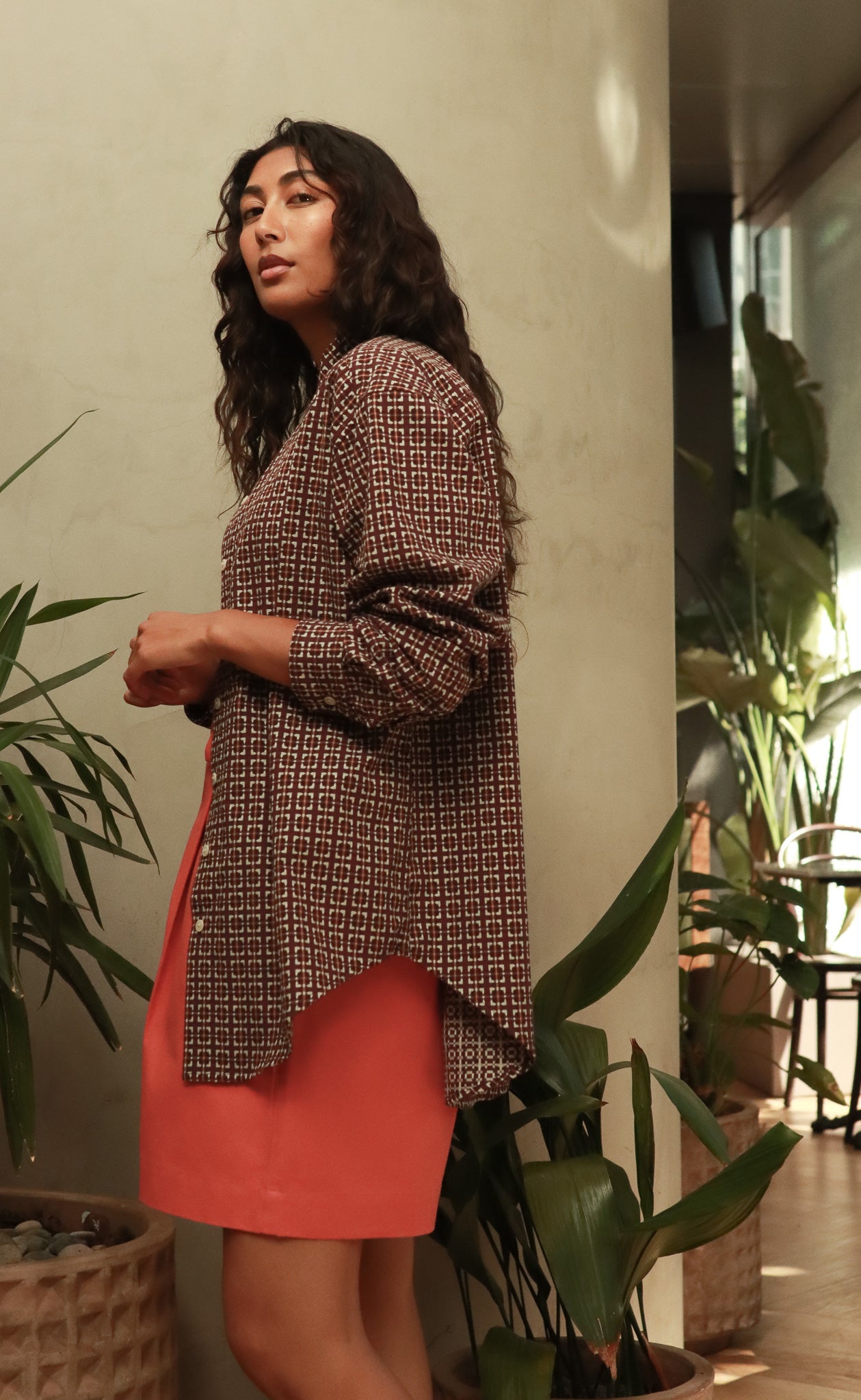 The Collector - Wayward Fit Tunic - Aubergine + Grey Jacquard