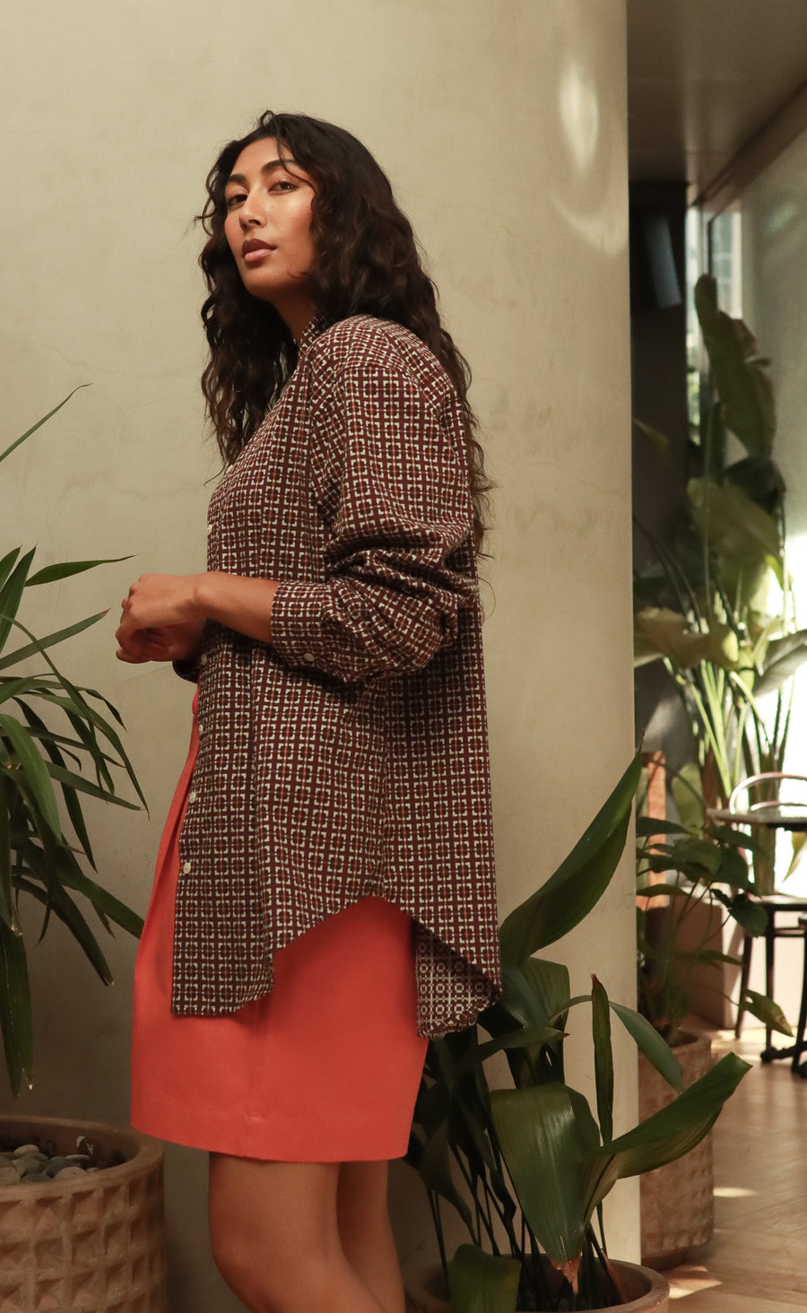 The Collector - Wayward Fit Tunic - Aubergine + Grey Jacquard