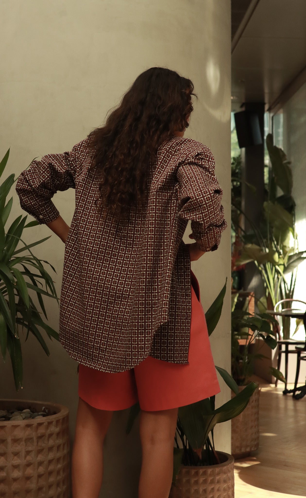 The Collector - Wayward Fit Tunic - Aubergine + Grey Jacquard