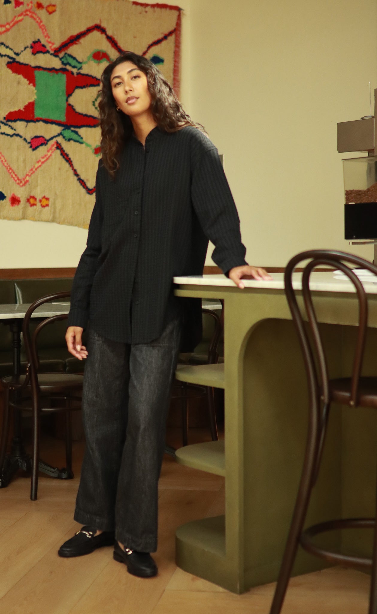 The Darling - Wayward Fit Tunic - Black Textured Crepe