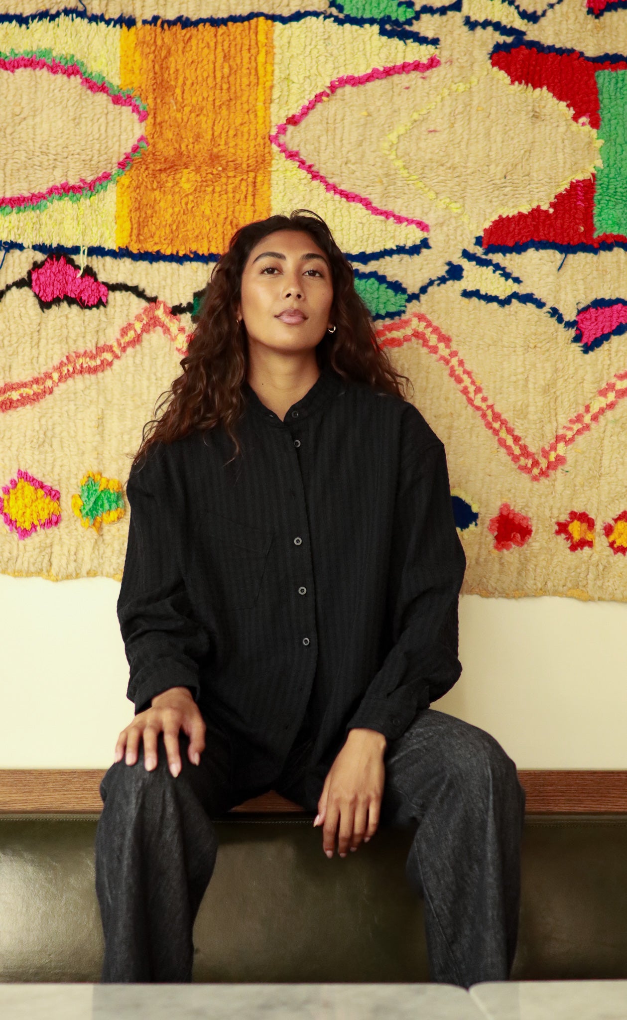 The Darling - Wayward Fit Tunic - Black Textured Crepe