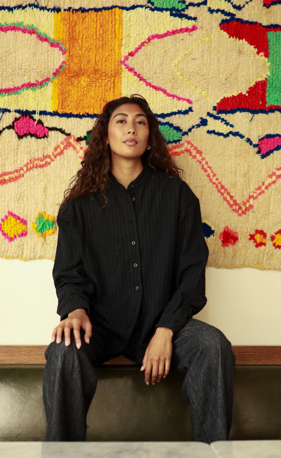 The Darling - Wayward Fit Tunic - Black Textured Crepe