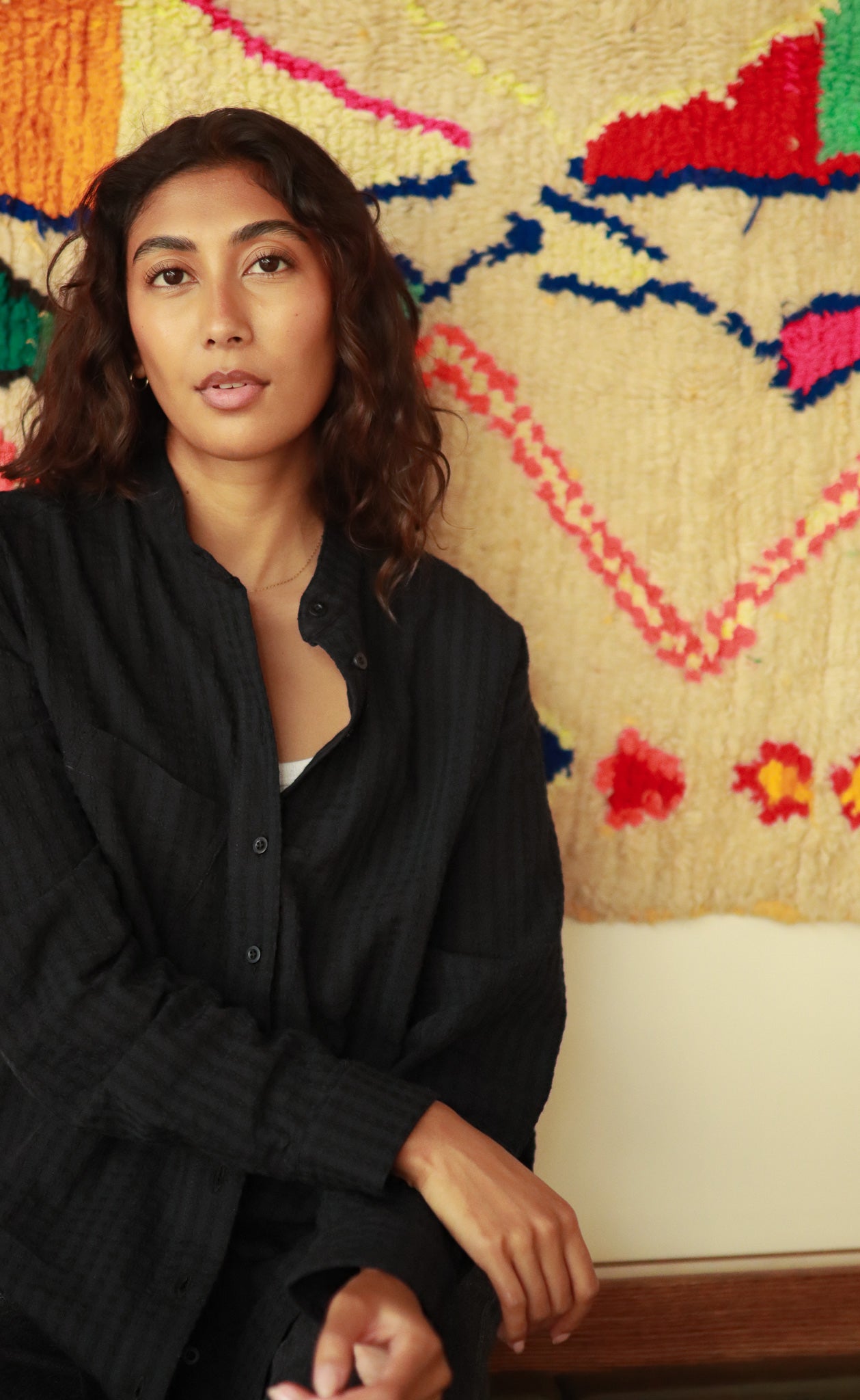 The Darling - Wayward Fit Tunic - Black Textured Crepe