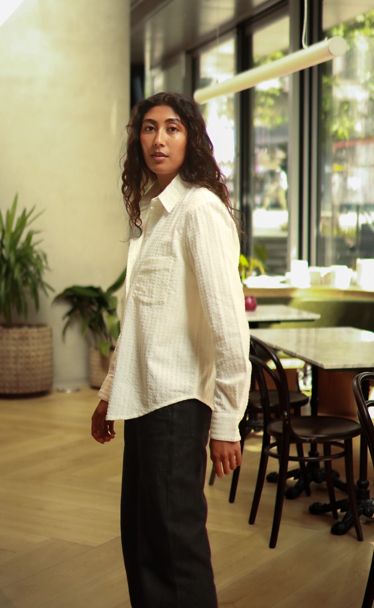 The Darling - Proper Fit - White Textured Crepe